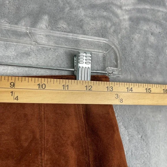 Vintage The‎ Limited Leather Mini Skirt Womens 4 26 Brown Suede Pencil Y2K 2000s - Picture 8 of 10